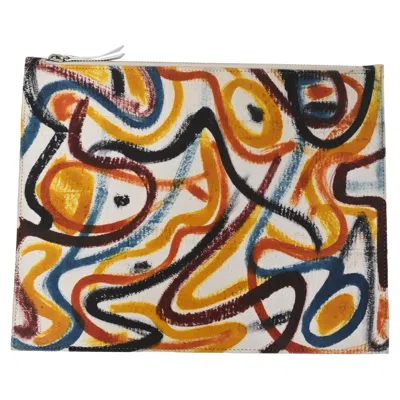 Maison Margiela Graffiti Zipped Pouch Bag In Multicolor Leather
