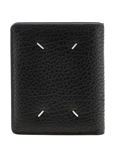 Maison Margiela Grained-leather Bi-fold Wallet In Black