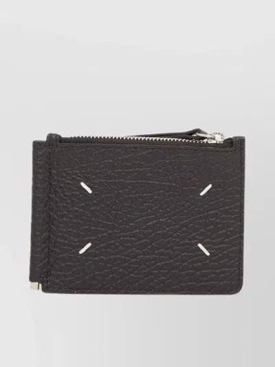 Maison Margiela Grained Leather Bi-fold Wallet With White Seams