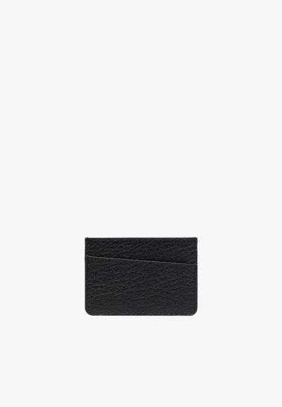 Maison Margiela Grained Leather Cardholder With Signature-stitches In Black