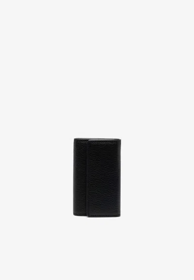 Maison Margiela Grained Leather Keyring Holder In Black