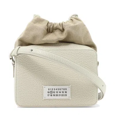 Maison Margiela Grained Leather Shoulder Bag In Gray
