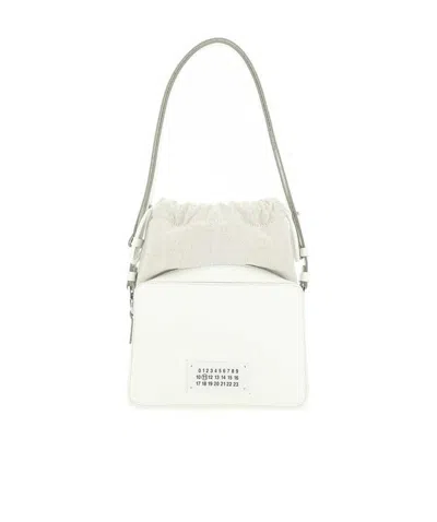 Maison Margiela Grained Leather Shoulder Bag In White
