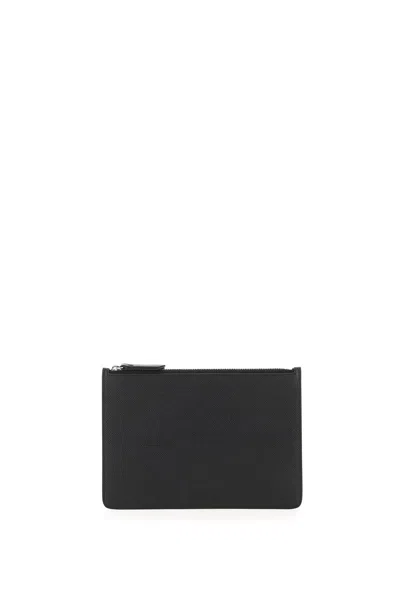 Maison Margiela Grained Leather Small Pouch Handbag For Men In Black