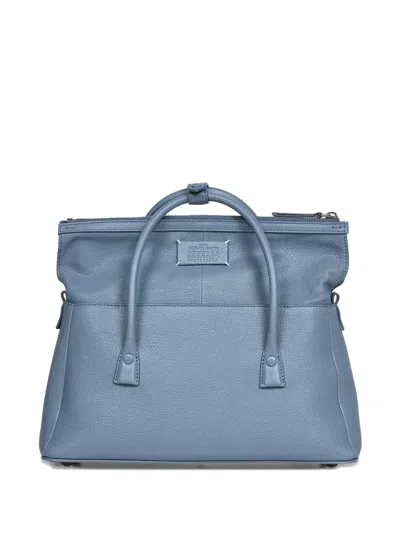 Maison Margiela Grained-leather Tote Bag In Blue