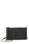 Maison Margiela Grained Leather Wallet On A Chain In Black