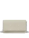 Maison Margiela Grained Leather Wallet With Chain Strap In Neutral