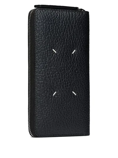 Maison Margiela Grained Leather Zip Wallet In Black