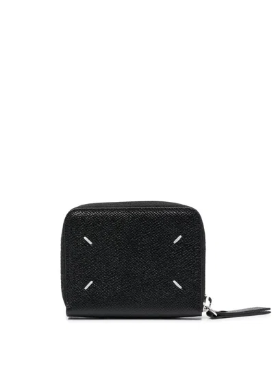 Maison Margiela Grained-leather Zipped Wallet In Black