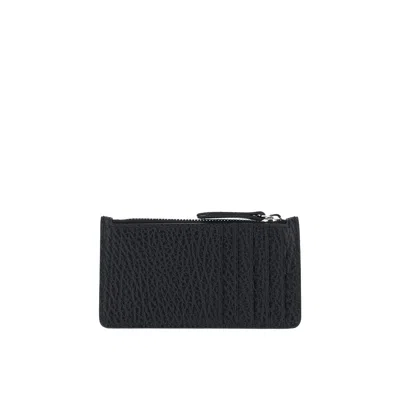 Maison Margiela Grained Leather Zippered Cardholder In Black
