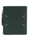 Maison Margiela Grainy Flap Wallet In Green