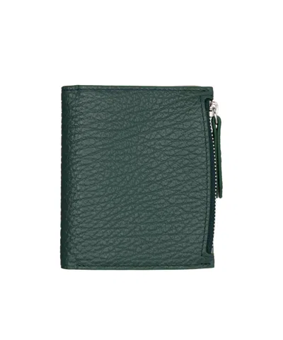 Maison Margiela Grainy Flap Wallet In Green