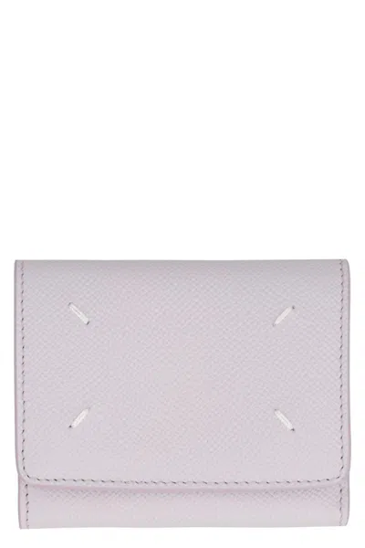 Maison Margiela Grainy Leather Wallet In Lilac