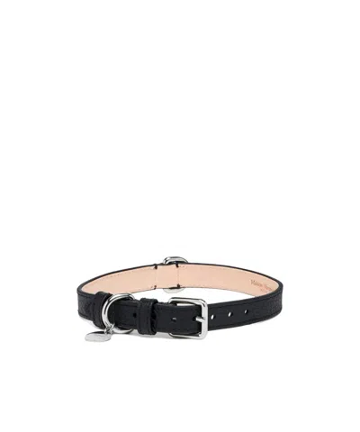 Maison Margiela Grainy-leather Buckle-fastening Keyring In Black