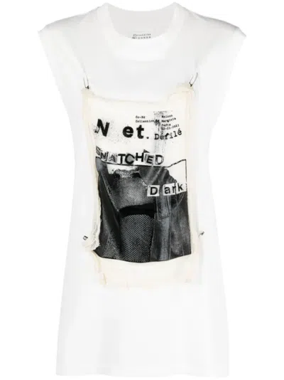 Maison Margiela Graphic Printed Sleeveless T-shirt In White