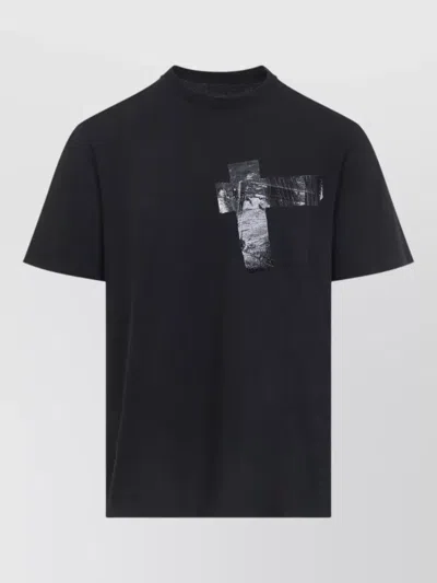 Maison Margiela Graphic Crew Neck Short Sleeve Jersey Top In Black