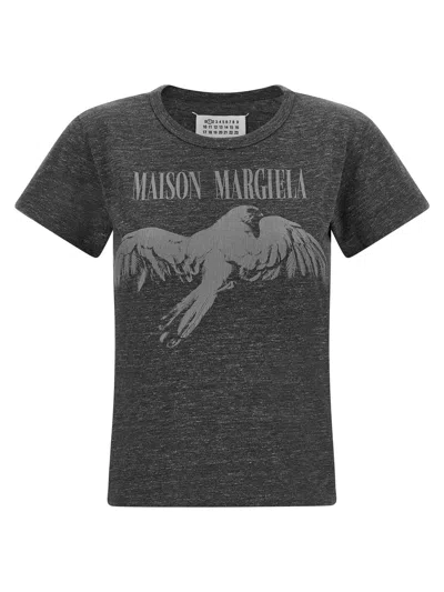 Maison Margiela Logo-printed Cotton T-shirt In Gray