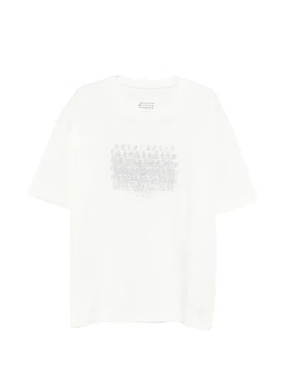 Maison Margiela Logo Cotton Crew Neck Graphic T-shirt In White