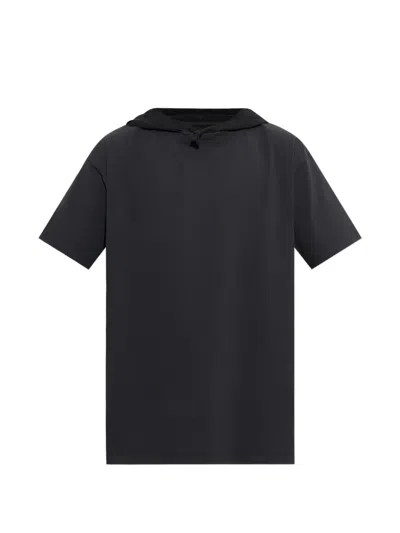 Maison Margiela Crew Neck T-shirt With Printed Hood And Adjustable Drawstring In White