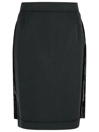 Maison Margiela Graphite Wool Blend Skirt In Black