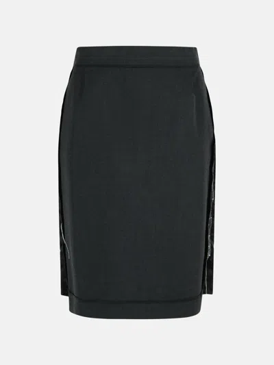 Maison Margiela Graphite Wool Blend Skirt In Black