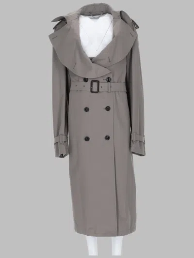 Maison Margiela Double-breasted Grey Trench Coat With Tailored Fit In Gray