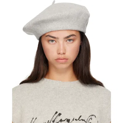 Maison Margiela Gray 4-stitch Wool Beret In 801m Frost Grey