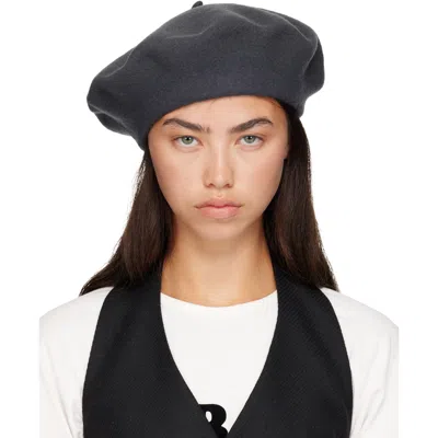 Maison Margiela Gray 4-stitch Wool Beret In 860 Carbon Grey