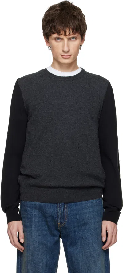 Maison Margiela Two-tone Wool Pullover With Elbow Patches Clothing In Multi