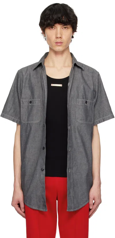Maison Margiela Gray Broadcloth Shirt In 854 Grey