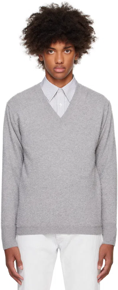 Maison Margiela Gray Cashmere Sweater In 858m Light Grey