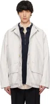 Maison Margiela Oversized Off-white Cotton Denim Jacket With Flap Pockets In Neutral