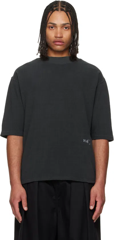 Maison Margiela Gray Distressed Cotton Terry T-shirt In Black