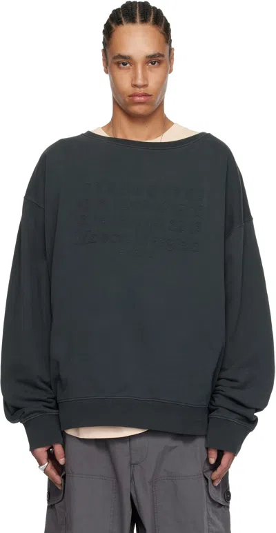 Maison Margiela Gray Embroidered Sweatshirt In 969 Washed Black