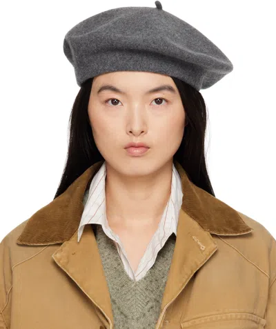 Maison Margiela Gray Heavy Wool Beret In 859m Dark Grey
