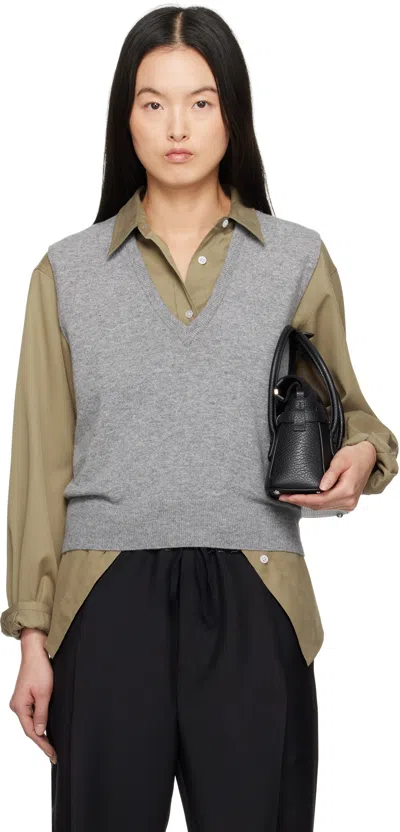 Maison Margiela Gray Knit Vest In 858m Medium Grey