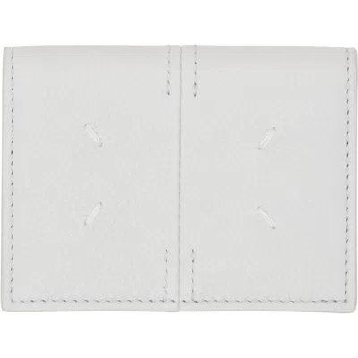 Maison Margiela Gray Leather Card Holder In Hb386 Light Grey/bla