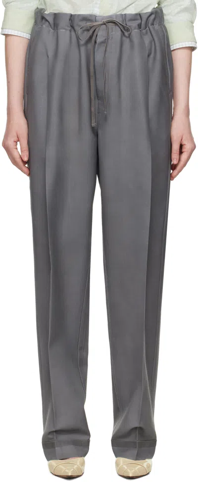 Maison Margiela Pleated Mohair And Wool-blend Wide-leg Pants In Gray