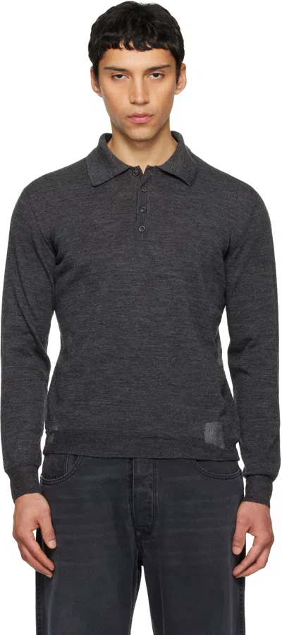 Maison Margiela Gray Patchwork Knit Polo