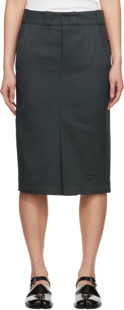 Maison Margiela Gray Skater Chino Midi Skirt In 860 Anthracite