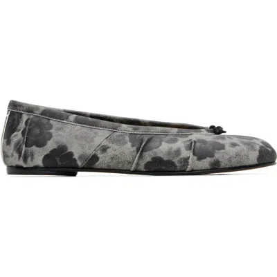 Maison Margiela Gray Tabi Crackle Flower Print Ballerina Flats In Black