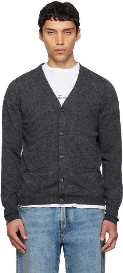 Maison Margiela Gray Wool-blend V-neck Cardigan In Black
