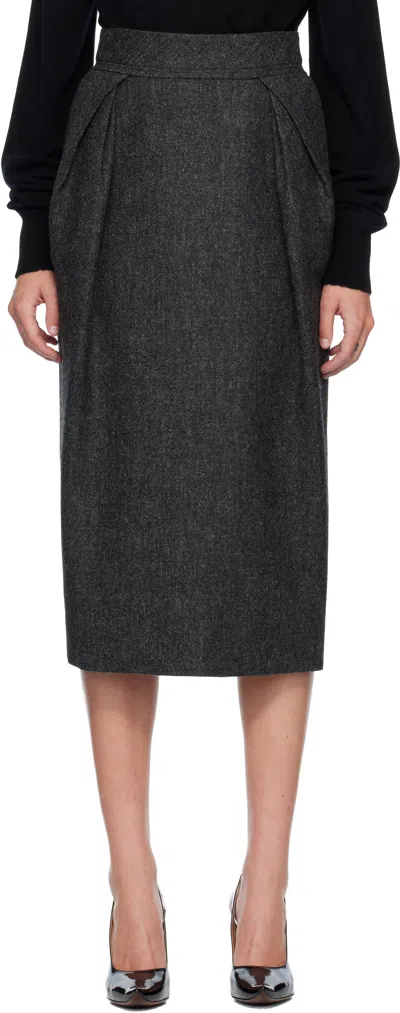 Maison Margiela Gray Wool Midi Skirt