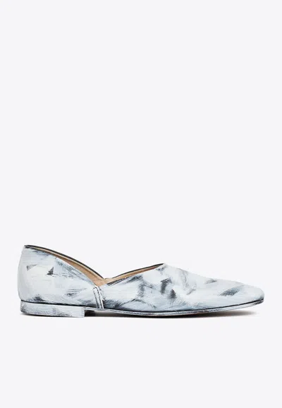 Maison Margiela Grecian Hand-paint Leather Loafers In White