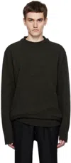 Maison Margiela Green Elbow Patch Sweater In 695f Dark Green