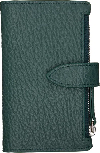 Maison Margiela Green Four Stitches Zip Card Holder