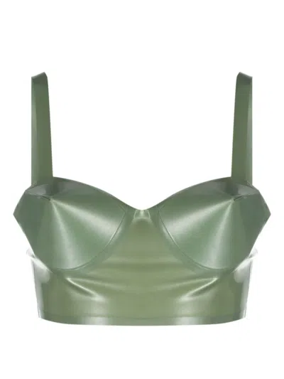 MAISON MARGIELA GREEN LATEX BALCONETTE BRA