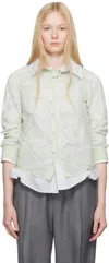 Maison Margiela Green Layer Shirt In 688 Pale Green And L