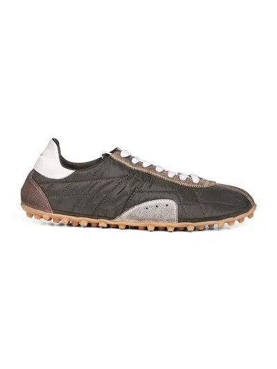 Maison Margiela Green Nylon And Leather Sprinters Sneakers In Brown