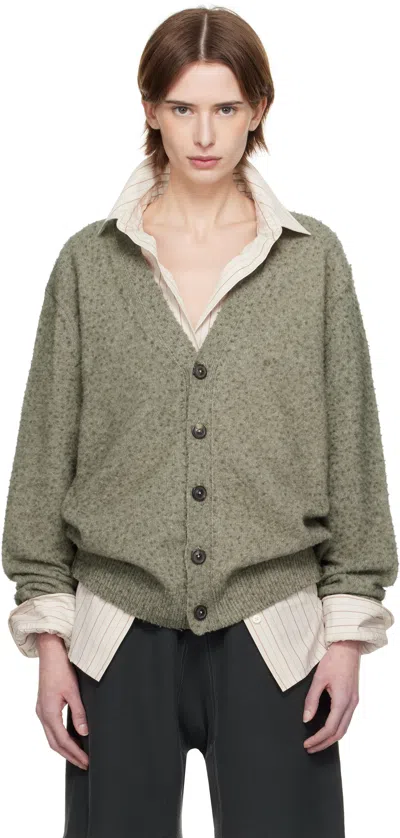 Maison Margiela Green Pilling Cardigan In 709m Sage Green